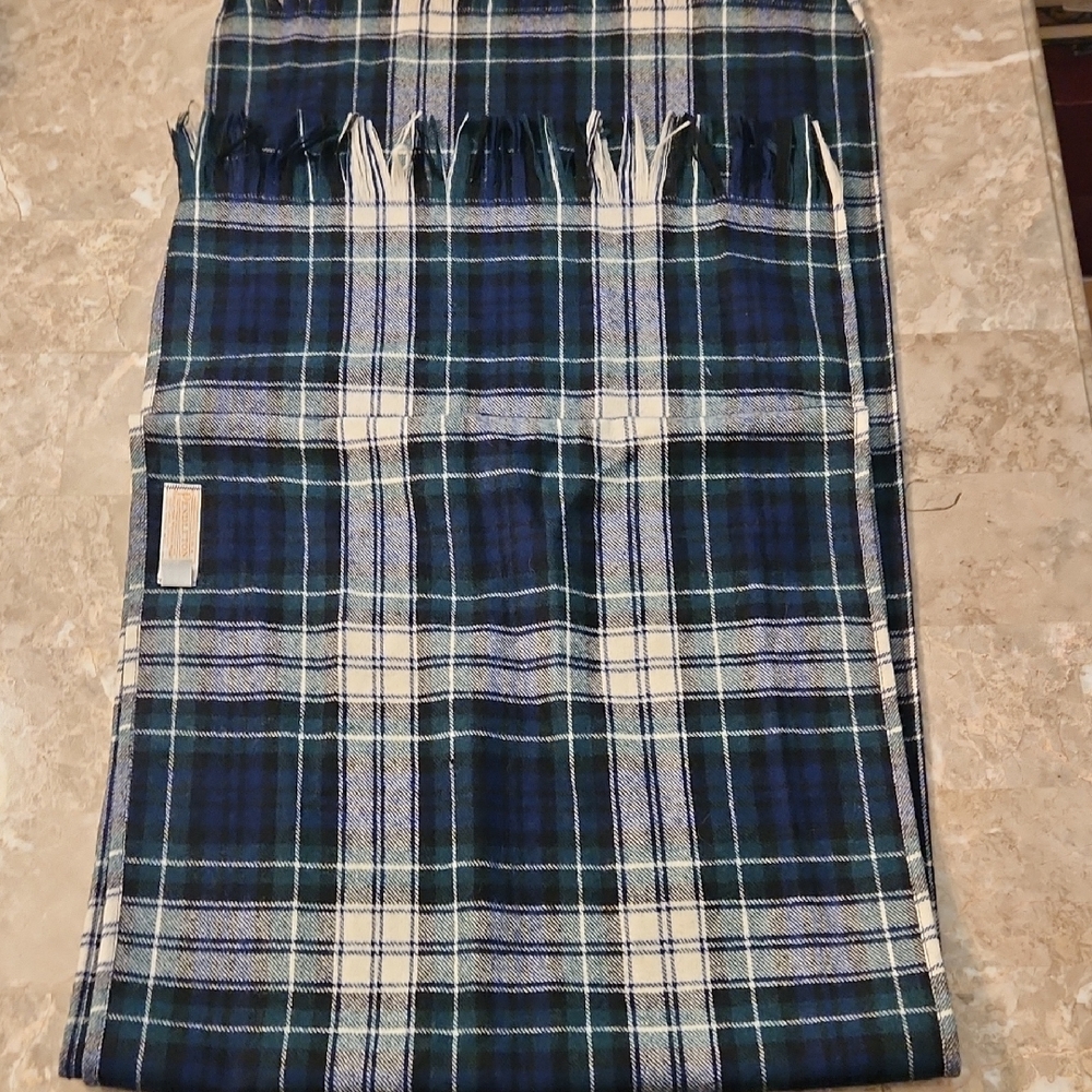 Pendleton Blue and White Plaid Scarf